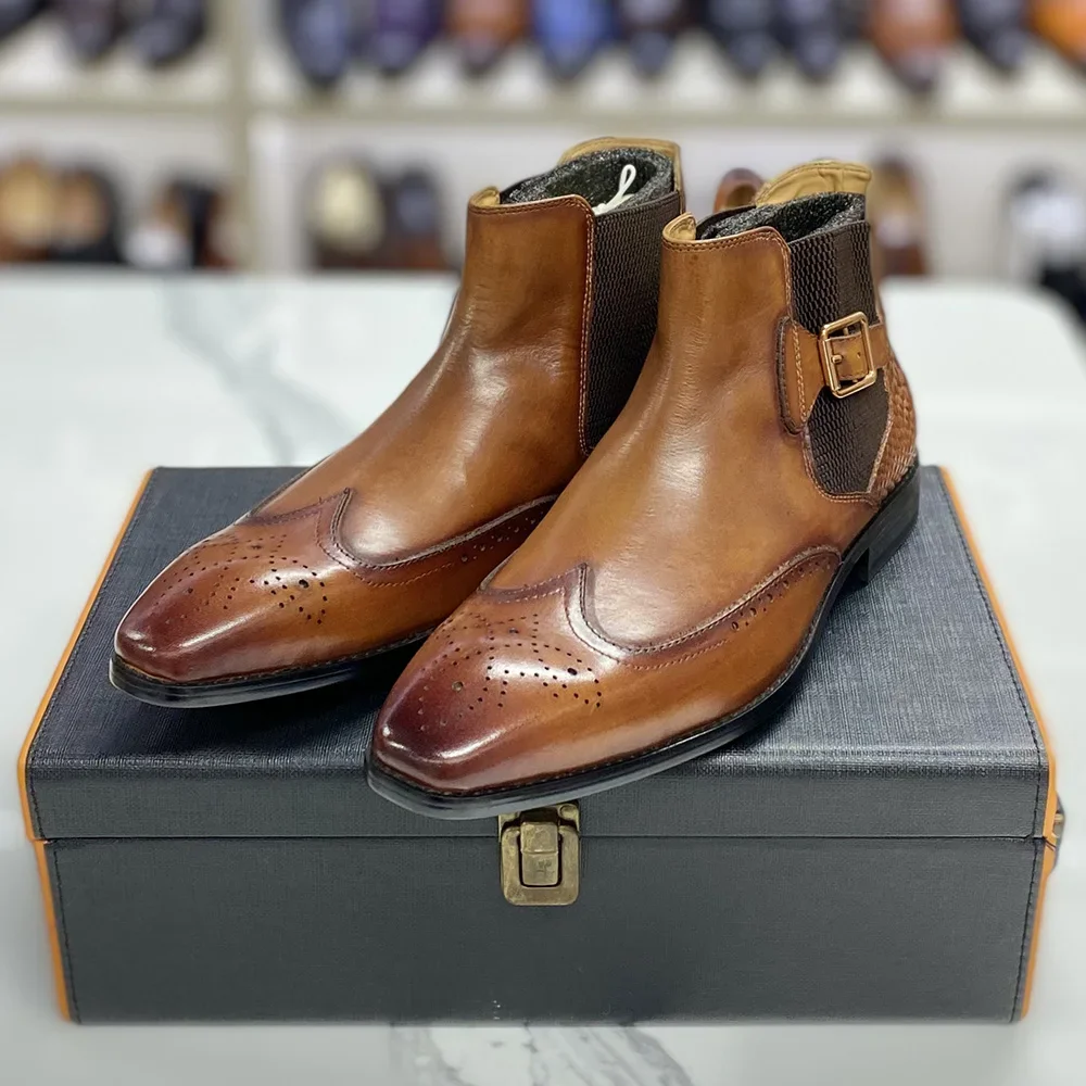 Men's Real Cow Leather Ankle B - Men Formal Wear With Boots review and price