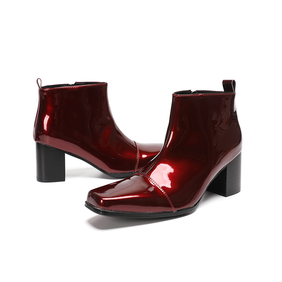 Male Red Genuine Leather High  - Men Formal Wear With Boots review and price