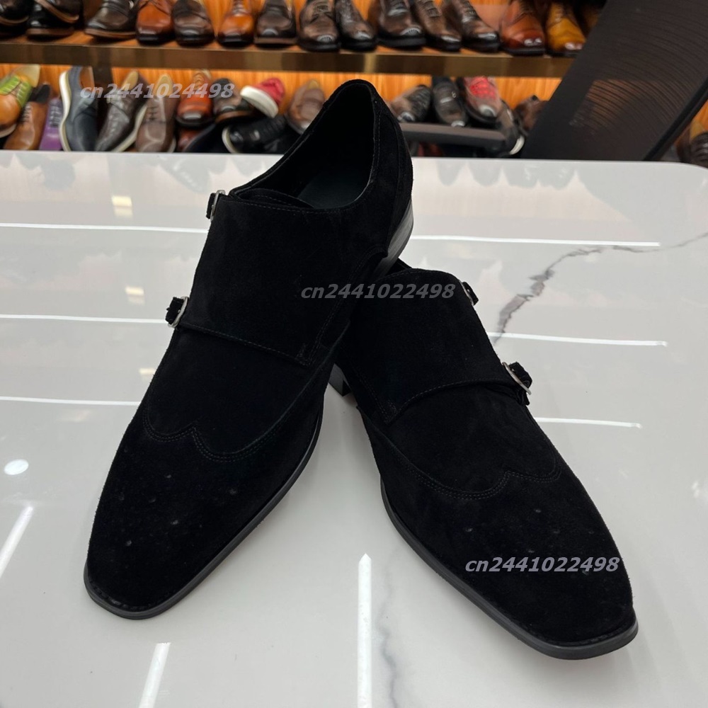 Dual Metal Buckle Men Monk Loa - Formal Men Daily Wear Footwear review and price